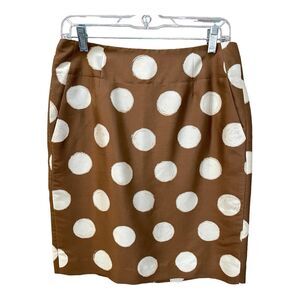 Banana Republic Women’s‎ 100% Silk Brown Polka Dot Straight Skirt Pencil Size 4